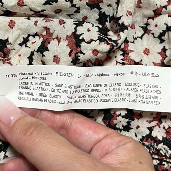 Zara Women's Multi Florals 3/4 Sleeve Long V-Neck Midi Dress - Picture 8 of 8